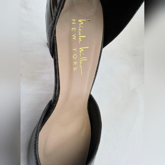 Nicole Miller Brandy Cuff Croc Embossed Heels PU Style Charcoal Grey US7.5 - Picture 5 of 8